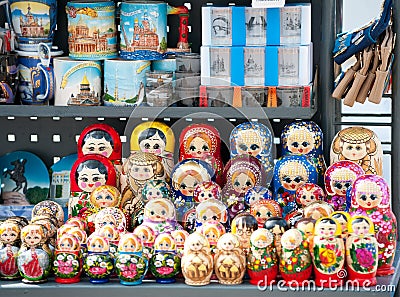 Russian dolls at street stand, St. Petersburg