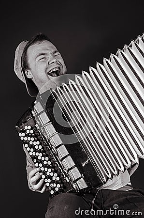 Russian poor man with an accordion