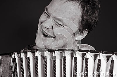 Russian poor man with an accordion