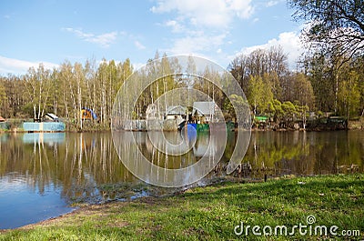 Russian rural landscape, home on the water