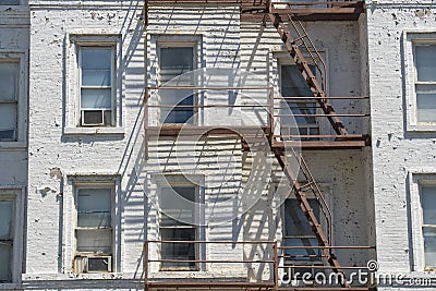 Rusted Fire ladder on abandoned building in New York