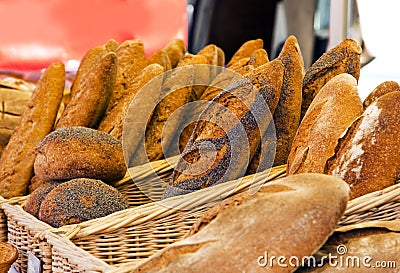 Rustic bread at french market stand