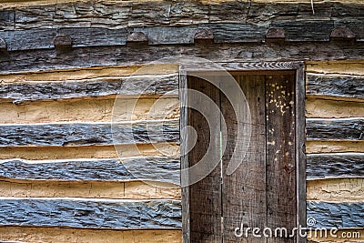 Rustic Log Cabin with Door