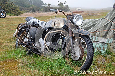 Rusting motor cycle Falkland Islands