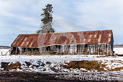 Rusty Farm Barn Snow
