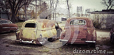 Rusty old classic cars