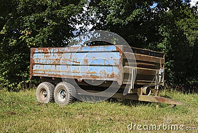 Rusty old farm trailer