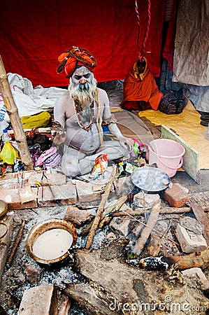 Sadhus (Hindu Saint) and his tent.