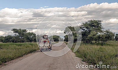 Safari car on the roads in Tanzania