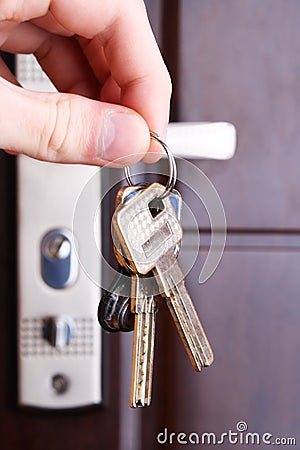 Safe door. Key in a keyhole