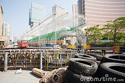 Safety barriers installed along for racing Macau G