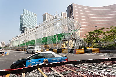 Safety barriers installed along for racing Macau G