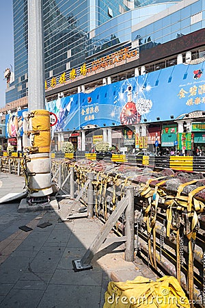 Safety barriers installed along for racing Macau G