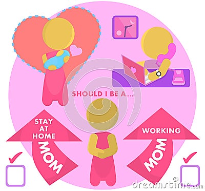 SAHM Stay At Home Mom or Working Mum Illustration