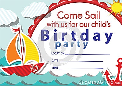 Sailboat birthday invitation No 1