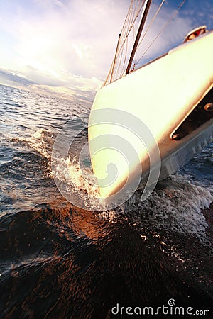 Sailboat yacht sailing in blue sea. Tourism