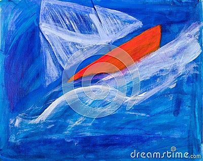 Sailing boat racing painting by Kay Gale