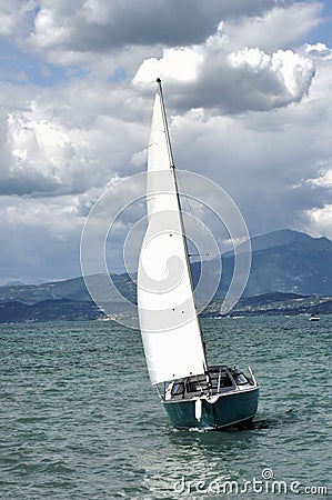 Sailing boat in the wind