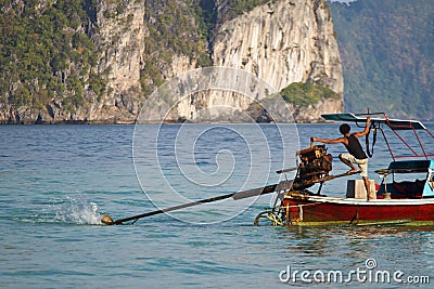 Sailing with a Long tail boat in Thailand