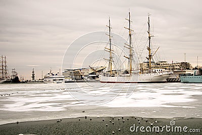 Sailing ship in the ice