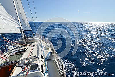 Sailing yacht in action