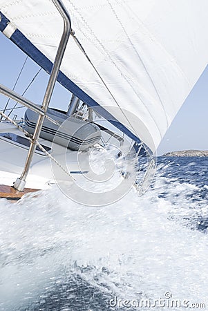 Sailing yacht full speed ahead