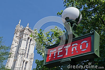 Saint Jacques Tower and Metro Paris France