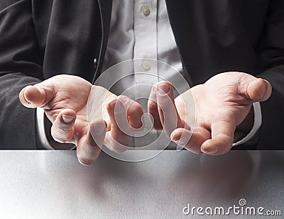 Sales man communication gestures