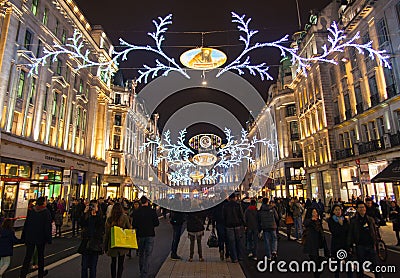 Sales started in London. Regent street in Christmas lights