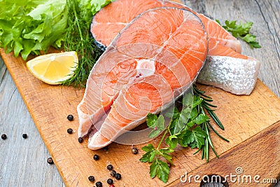 Salmon fish steaks