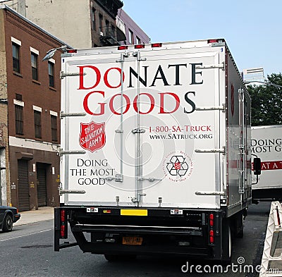 Salvation army pick-up truck.