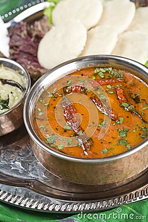 Sambar, lentil dish. Indian food.