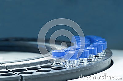 Sample vial in instruemtal analysis tray