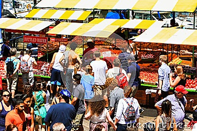 San Francisco Pier 39 Visitors at the Farmer s Market Fruit Stand