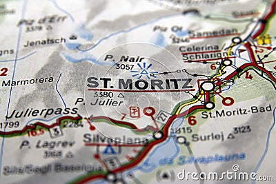 San Moritz on the map, Italy