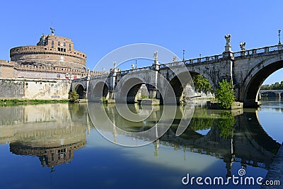 Sant Angelo castle and bridge over Tevere river in Rome