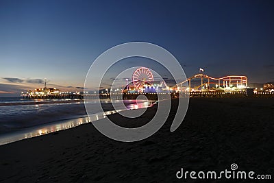 Santa Monica Beach and Pier Night