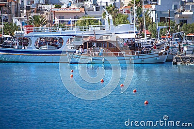 SANTORINI / GREECE - 4 JULY 2012: pleasure boats are moored.