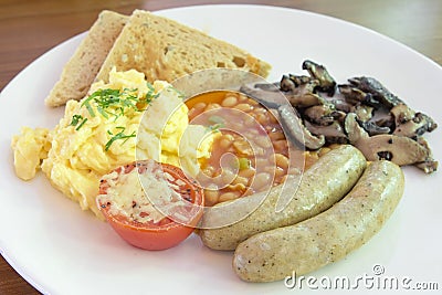 Sausages and Scrambled Eggs Breakfast