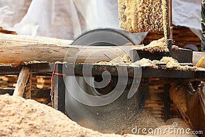 Sawing wood