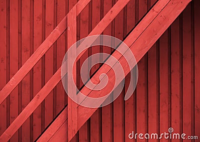 Scandinavian red rural wall and staircase