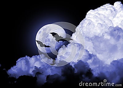 Scary lonely moon night bats