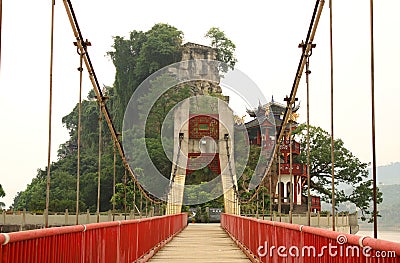 Scenic bridge and China temple