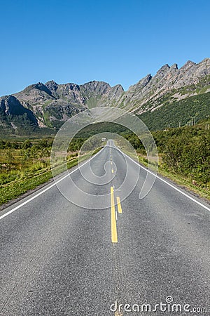 Scenic road and beautiful mountains in Norway