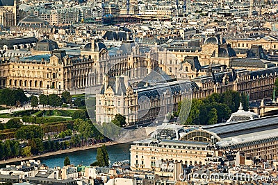 Scenic view from the top of the Eiffel Tower. Paris, France.