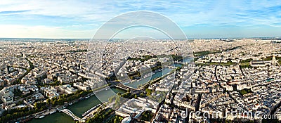 Scenic view from the top of the Eiffel Tower. Paris, France.