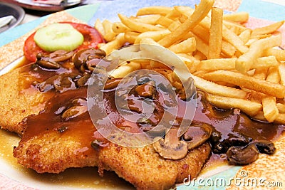 Schnitzel with muchroom sauce