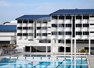 School boarding house with swimming pool