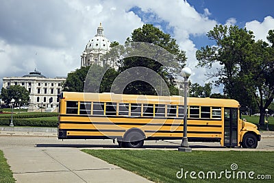 School Bus in front of State Capitol