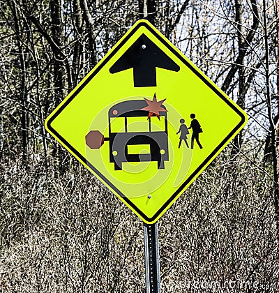 School Bus Warning Traffic Sign
